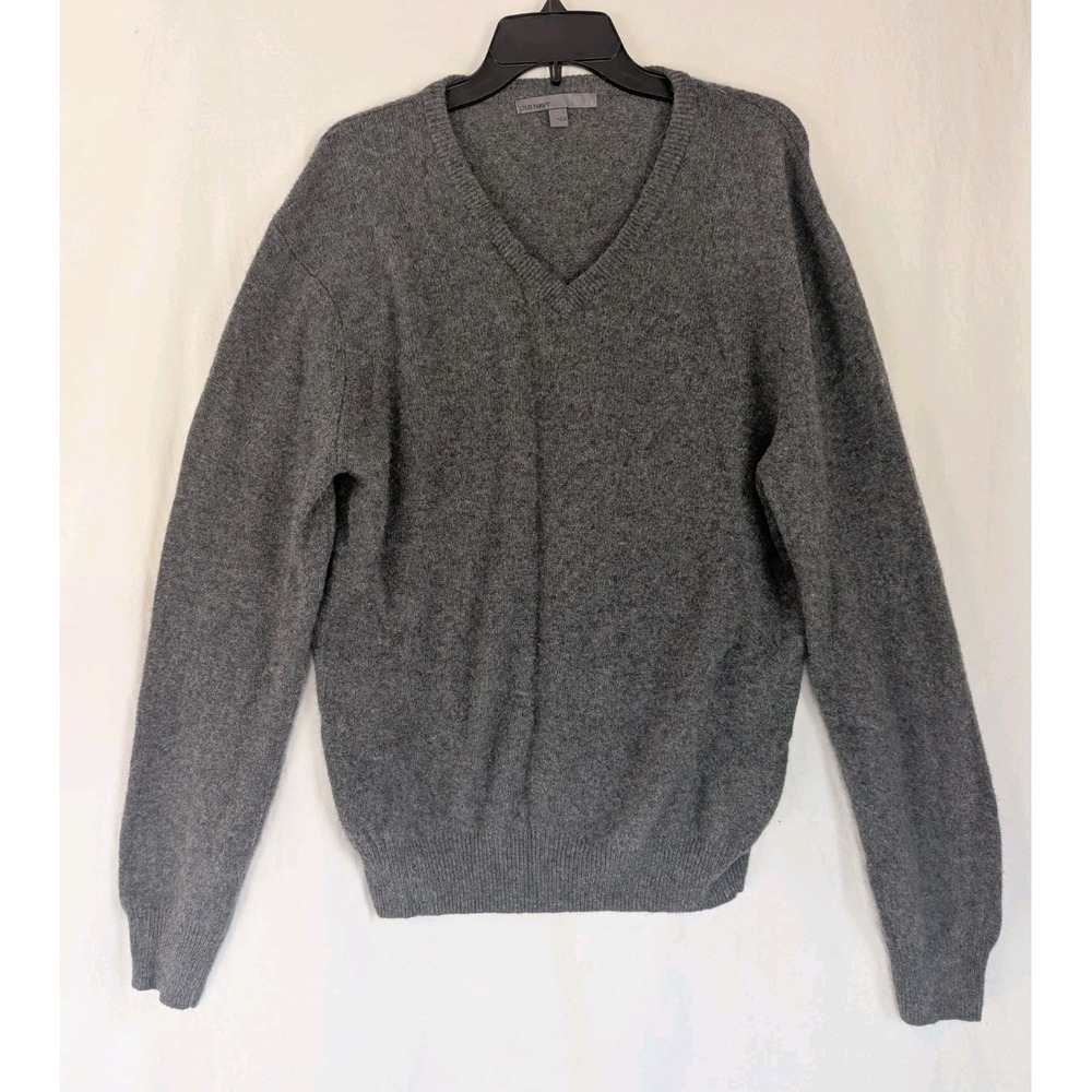 Old Navy Sweater Mens L Cashmere Pullover V Neck Long Sleeve Gray On